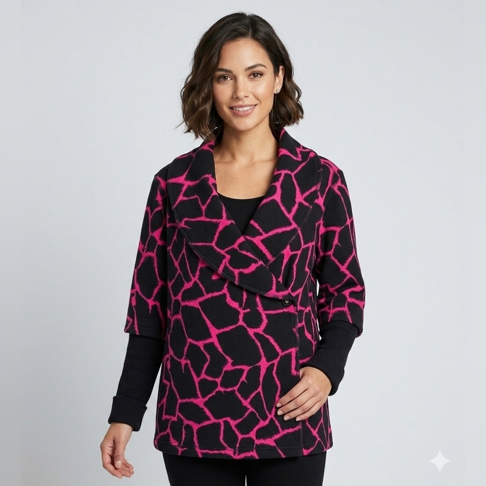 SZ16 Joseph Ribkoff Black Jacket Vibrant Pink Design